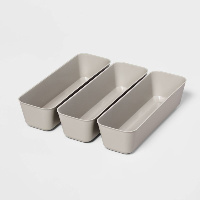 slide 1 of 4, 3pk Long Storage Trays Gray Mist - Brightroom™, 3 ct