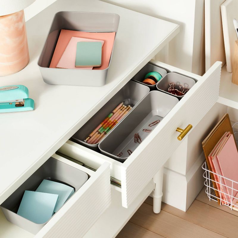 slide 2 of 4, 4pk Small Storage Trays Gray Mist - Brightroom™, 4 ct