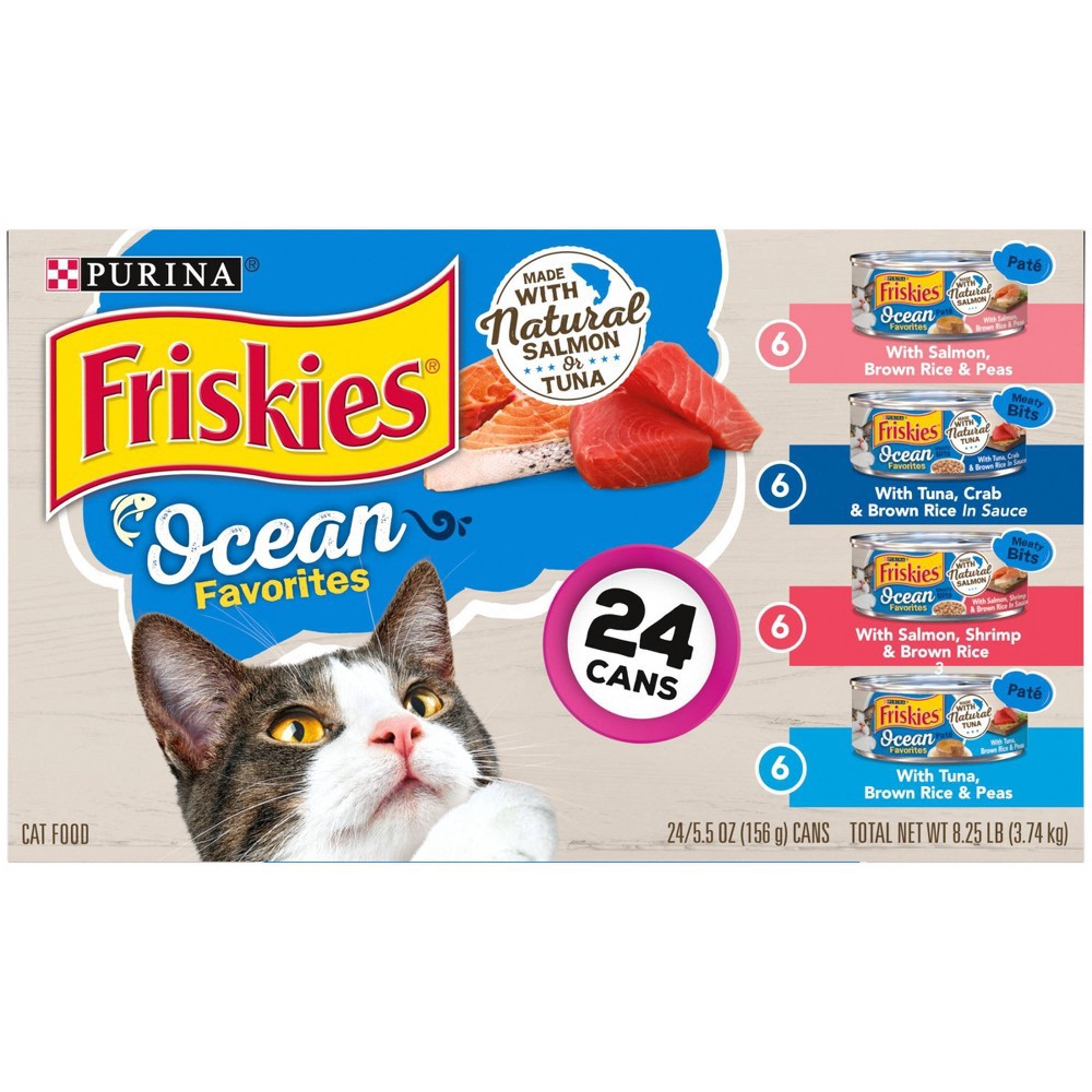 slide 2 of 5, Purina Friskies Meaty Bits & Paté Ocean Favorites Fish Flavor Wet Cat Food - 5.5oz/24ct Variety Pack, 24 ct; 5.5 oz