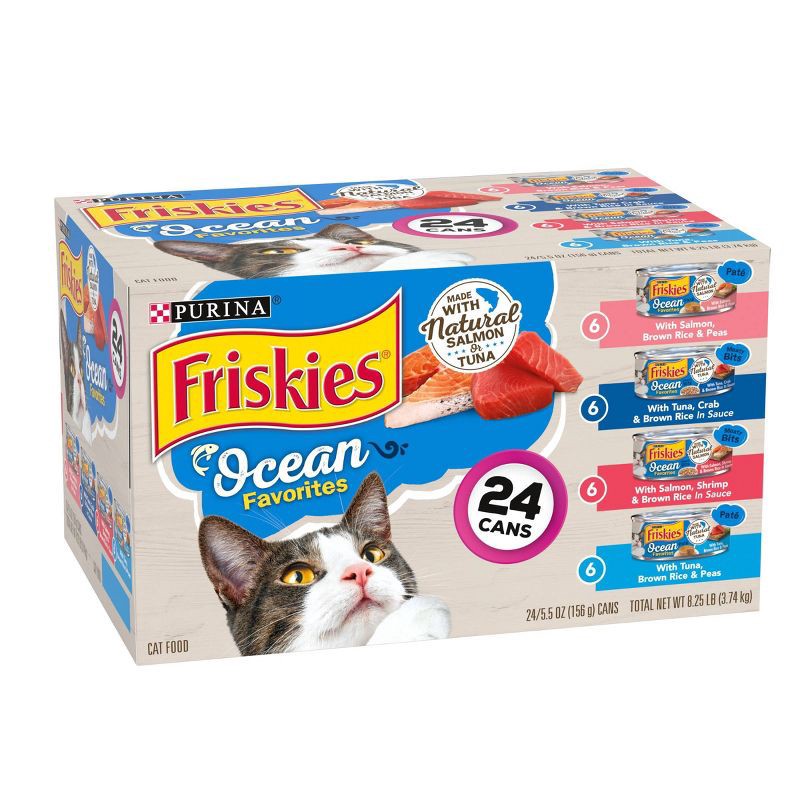 slide 4 of 5, Purina Friskies Meaty Bits & Paté Ocean Favorites Fish Flavor Wet Cat Food - 5.5oz/24ct Variety Pack, 24 ct; 5.5 oz