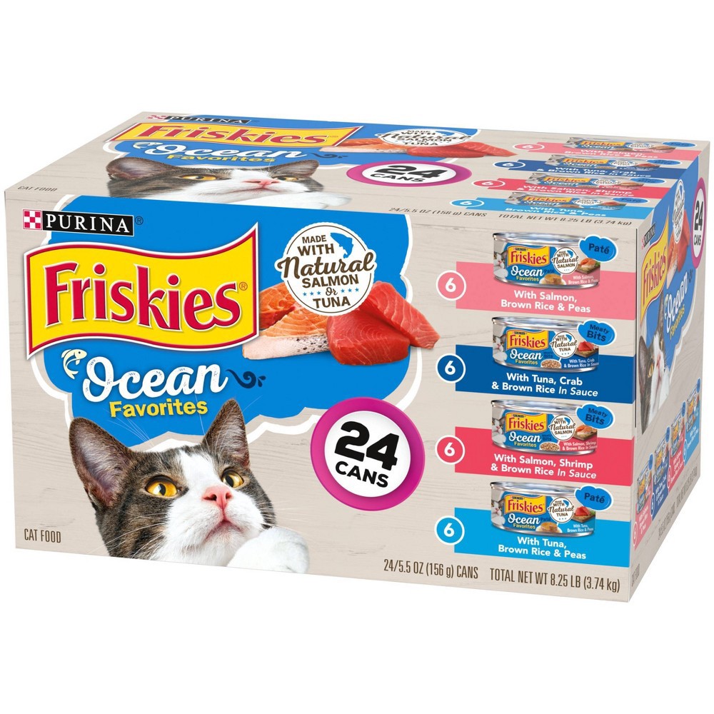 slide 5 of 5, Purina Friskies Meaty Bits & Paté Ocean Favorites Fish Flavor Wet Cat Food - 5.5oz/24ct Variety Pack, 24 ct; 5.5 oz