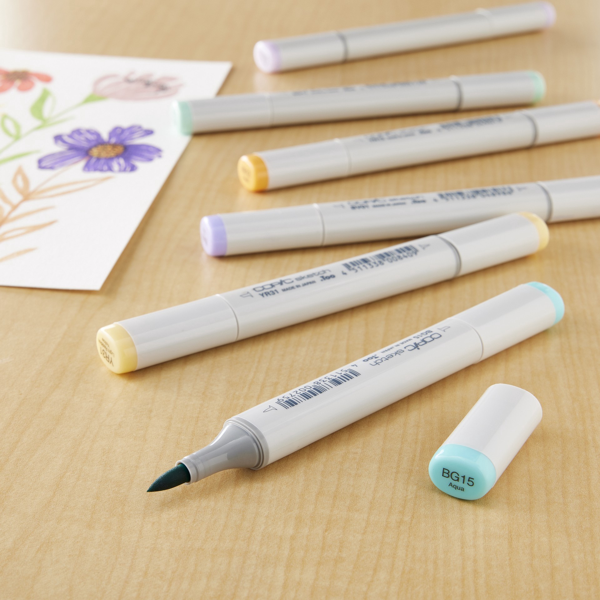 slide 3 of 3, Copic Pale Pastels Sketch Marker Set, 6 copic sketch markers