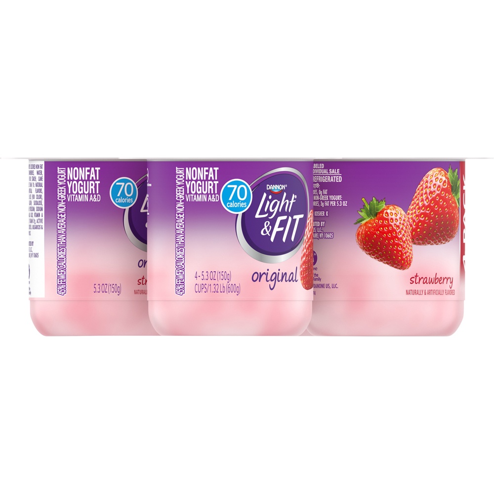 slide 2 of 6, Light + Fit Nonfat Gluten-Free Strawberry Yogurt Cups, 5.3 oz