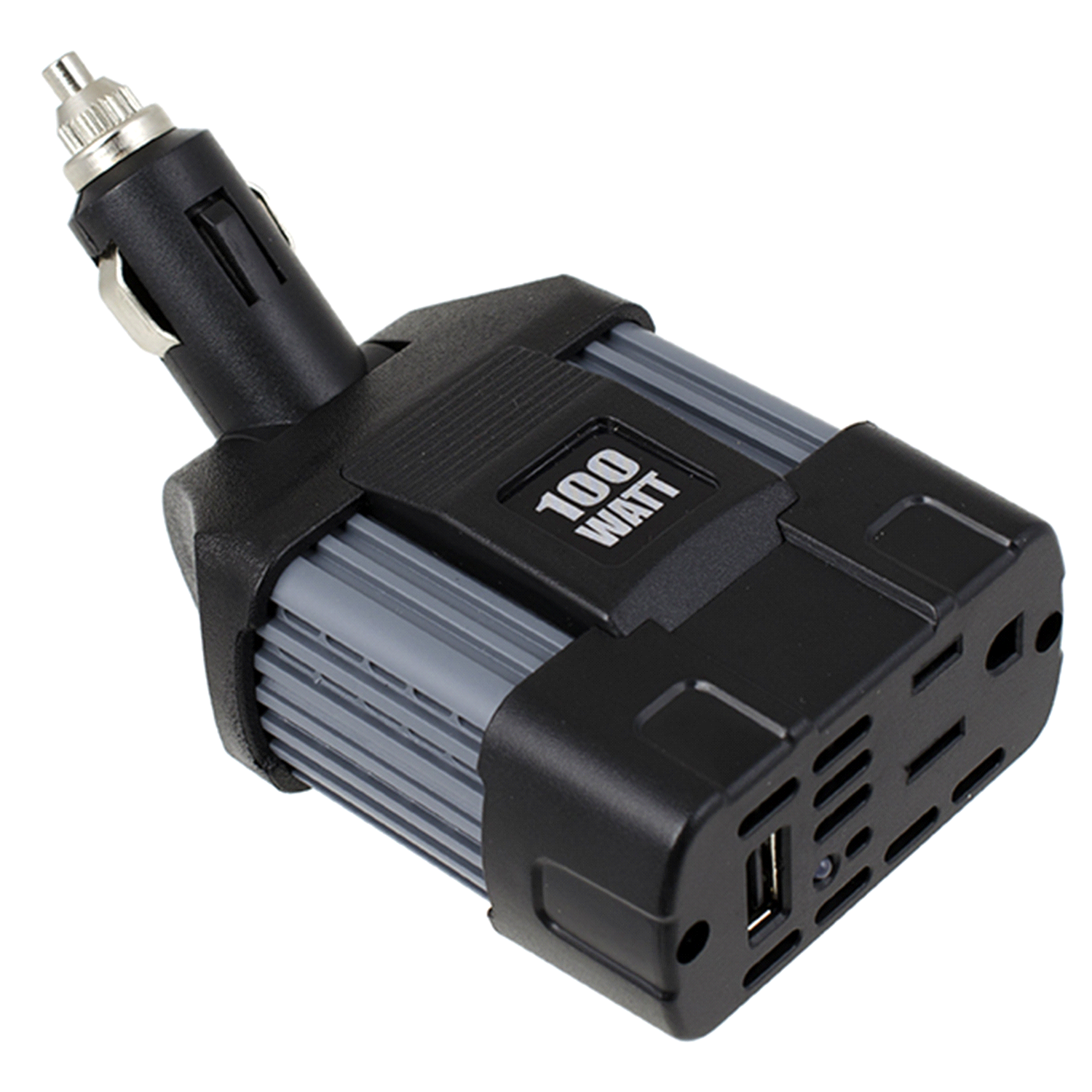 slide 1 of 1, Custom Accessories 100W 110-V Direct Plug-in Power Inverter with USB, 1 ct