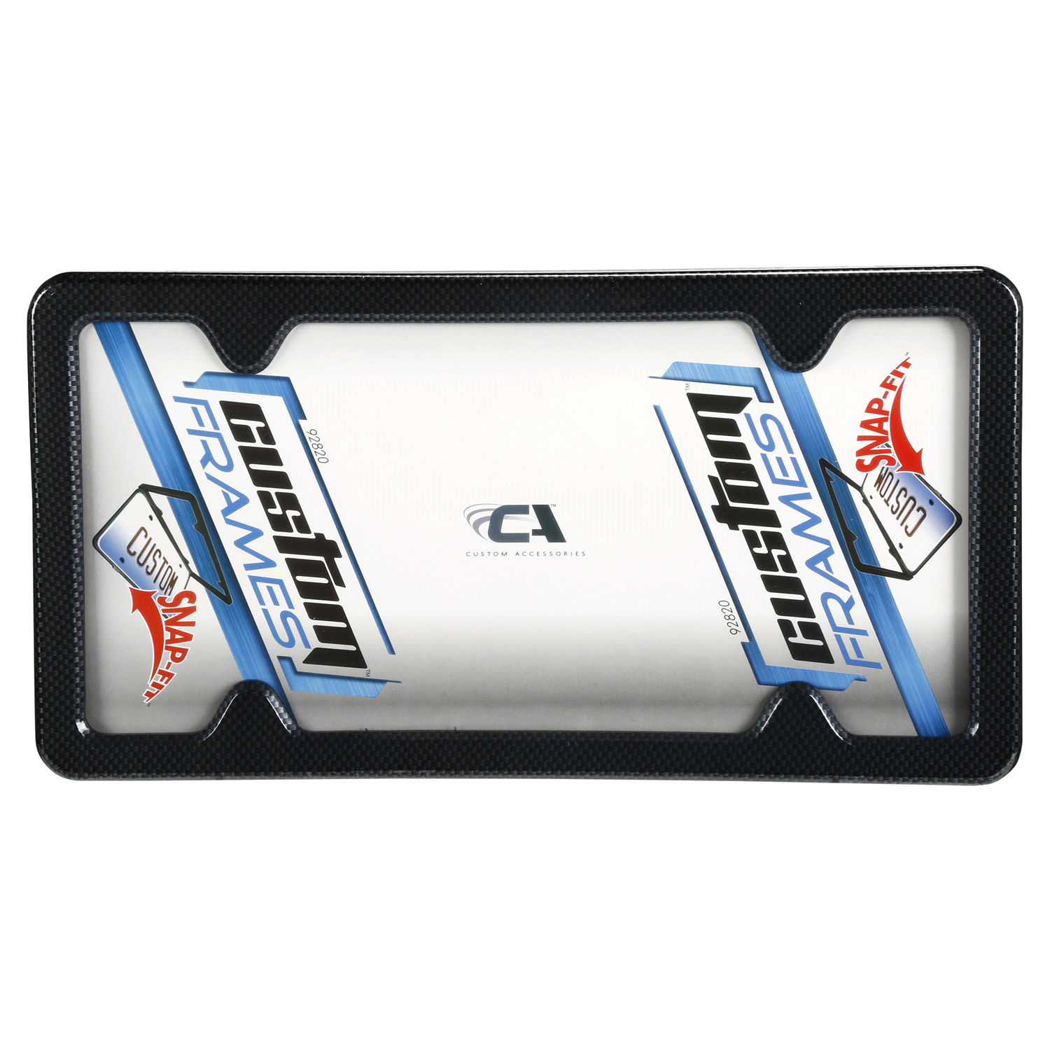 slide 1 of 2, Custom Accessories Custom Frames Carbon Fiber Plastic Snap On Stealth License Plate Frame, 1 ct