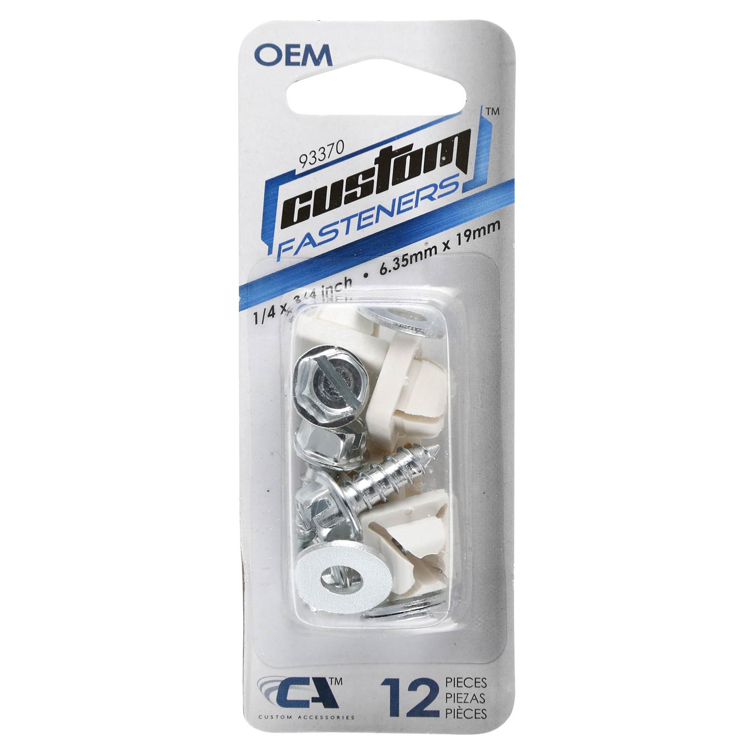 slide 1 of 1, Custom Accessories Metal OE Style Fasteners 1/4x3/4" 4 Screws- 4 Inserts- 4 Washers, 12 ct