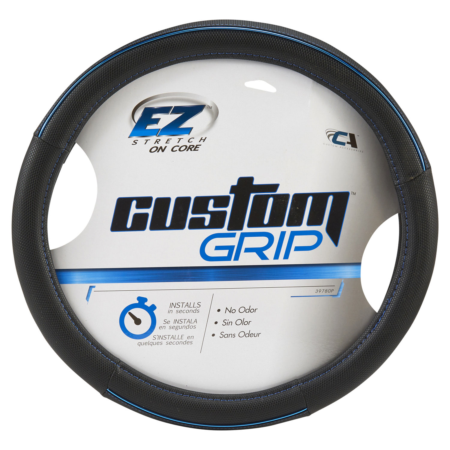 slide 1 of 2, Custom Accessories Custom Grip Black Blue Anodized Accent Steering Wheel Cover, 1 ct