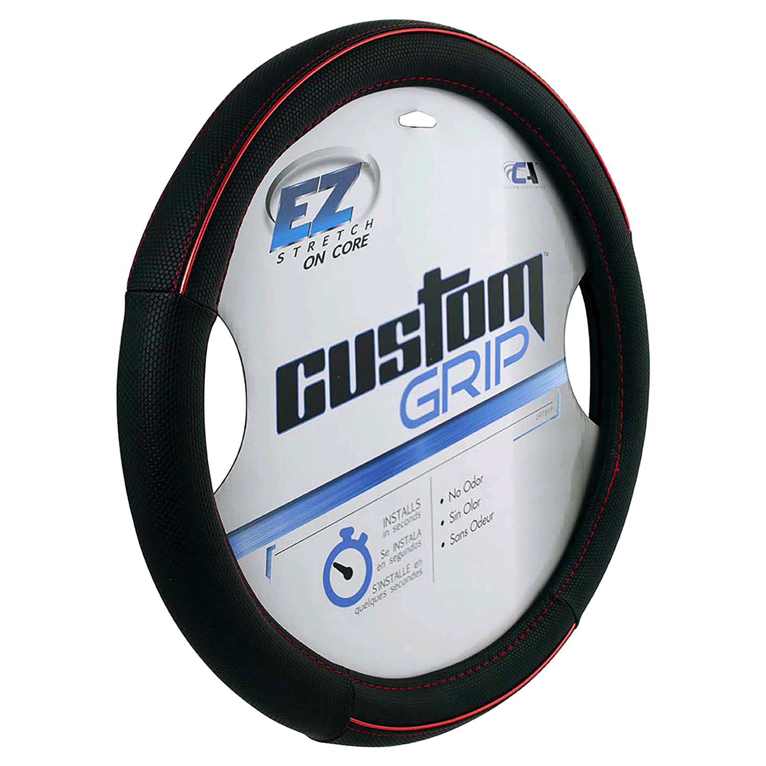 slide 1 of 1, Custom Accessories Custom Grip Black Red Anodized Accent Steering Wheel Cover, 1 ct