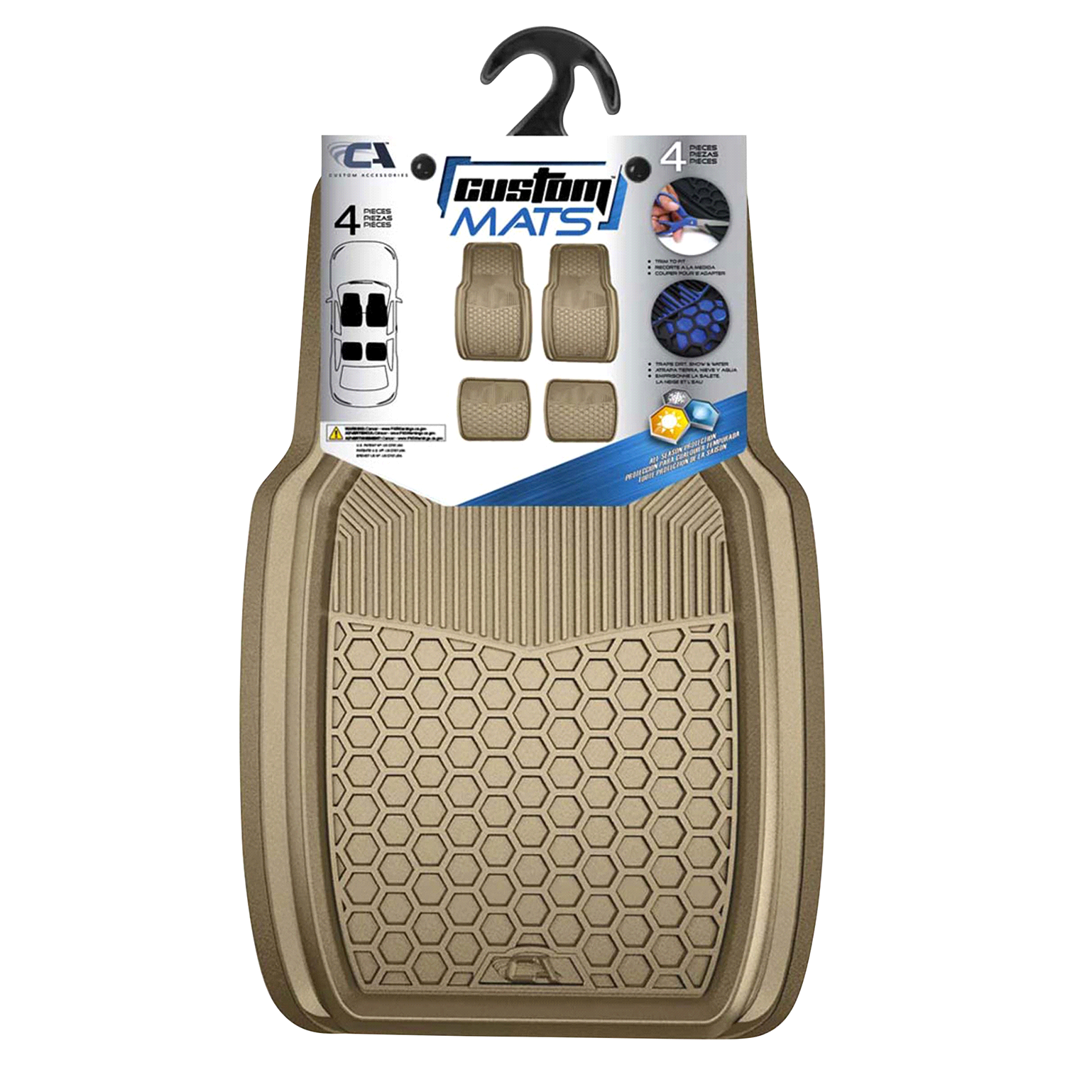 slide 1 of 1, Custom Accessories Custom Mats Tan Rubber Interior Floor Mat, 4 ct