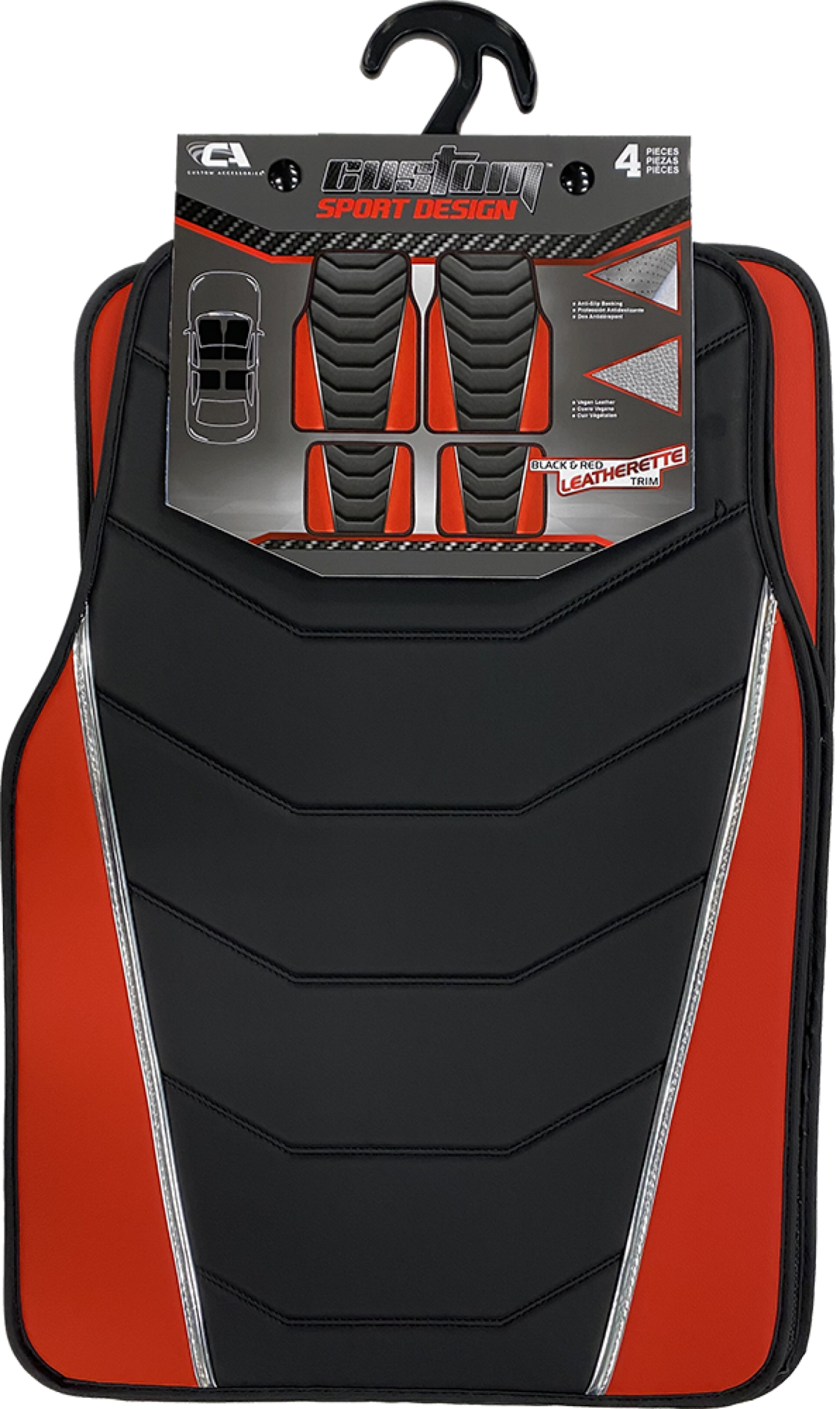slide 1 of 1, Custom Accessories Custom Mats Sport Vegan Leather Red Floor Mats, 4 ct