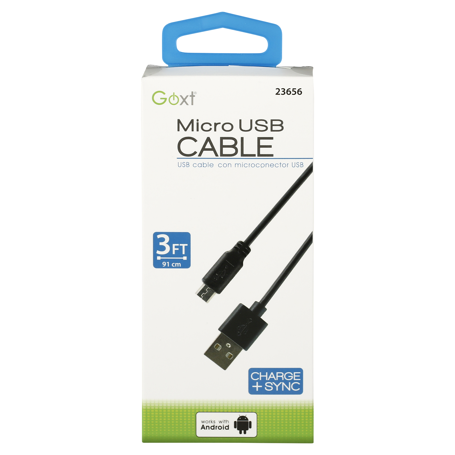 slide 1 of 2, Custom Accessories Goxt 3' Black Micro USB Cable, 1 ct