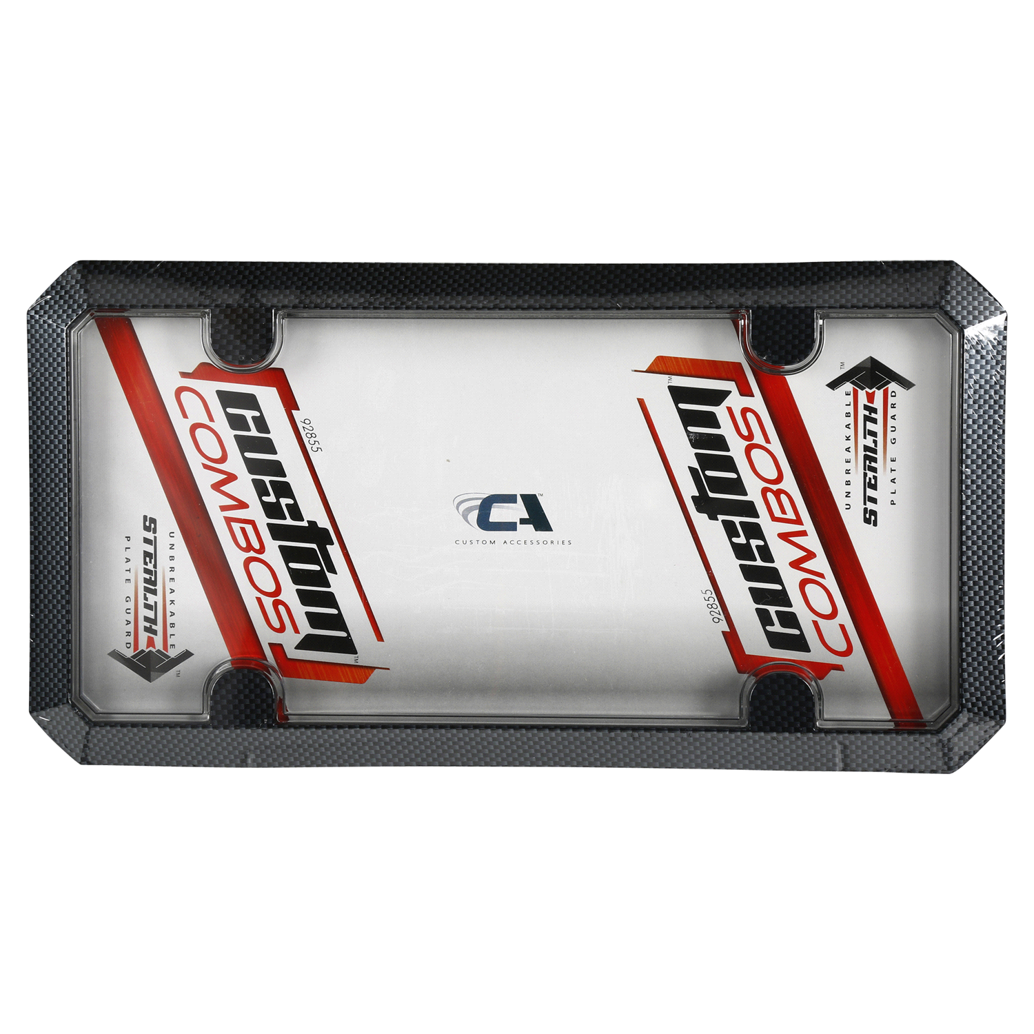 slide 1 of 2, Custom Accessories Custom Combos OE Color Painted Carbon Fiber Stealth License Plate Frame with Clear Unbreakable Shield, 1 ct