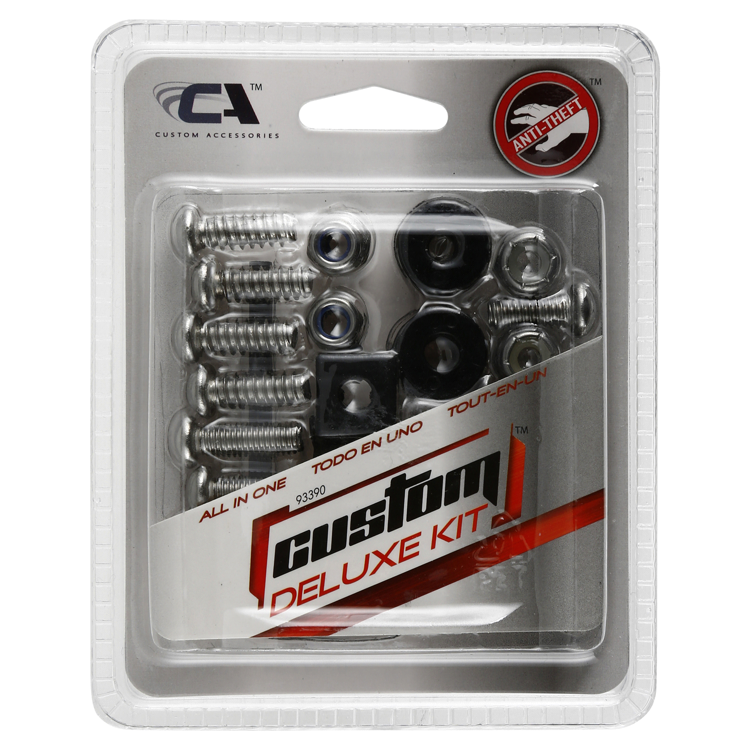 slide 1 of 1, Custom Accessories Custom Deluxe Stainless Steel Anti Theft License Plate Fastener Kit, 1 ct