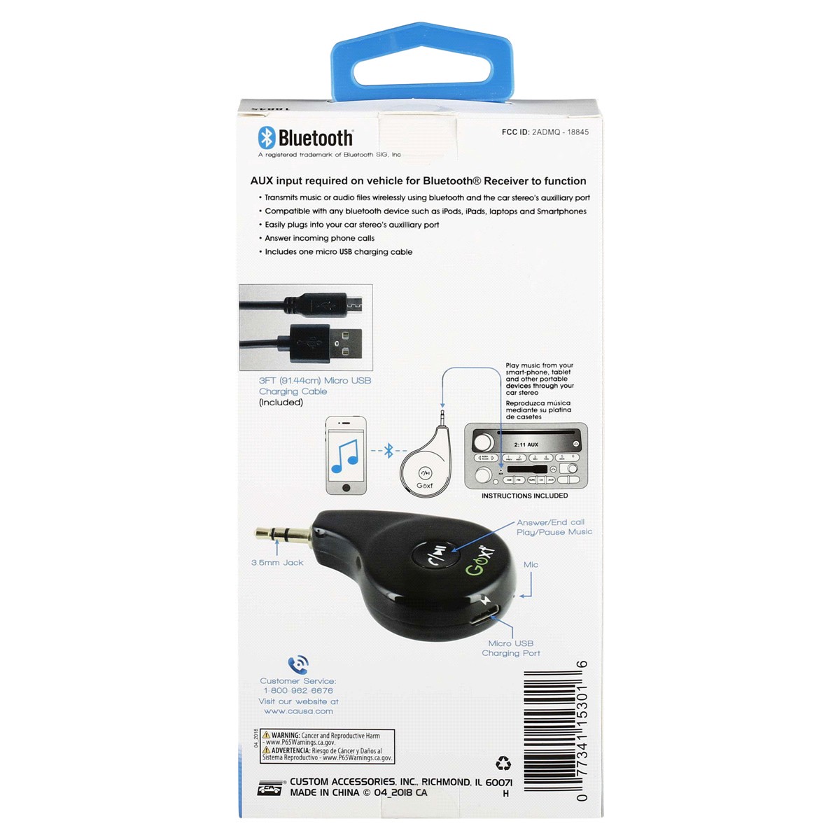 slide 2 of 2, Custom Accessories GoXT Bluetooth Receiver, 1 ct