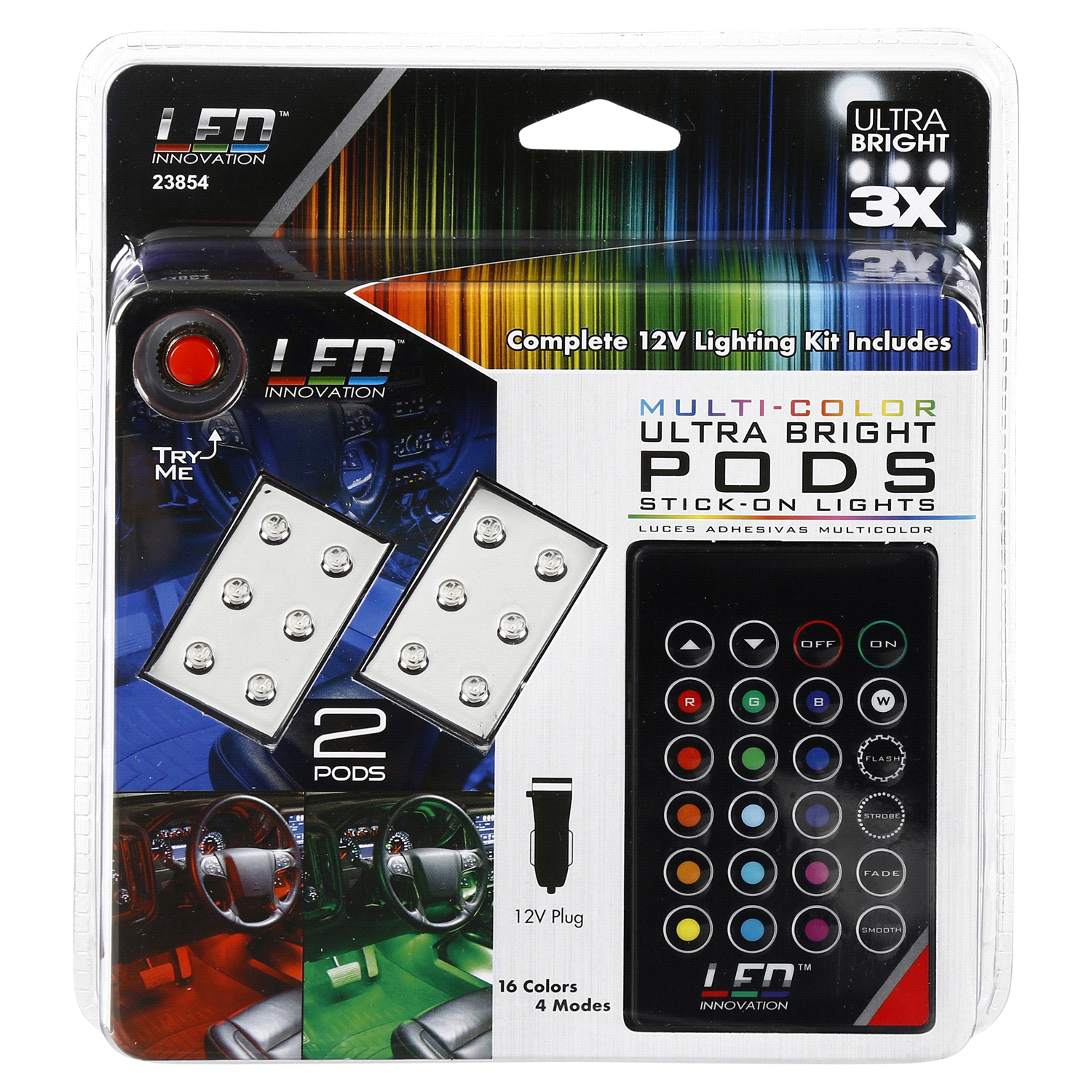 slide 1 of 3, Custom Accessories LED Innovation 6 Led Multi Color Ultra Bright Light Pods With Remote:Try Me, 1 ct