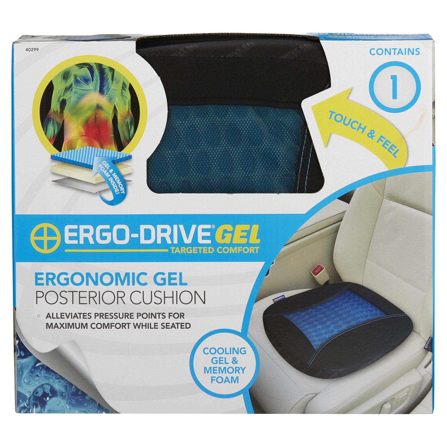 slide 1 of 2, ERGO DRIVE Ergo-Drive Gel Posterior Cushion, 1 ct