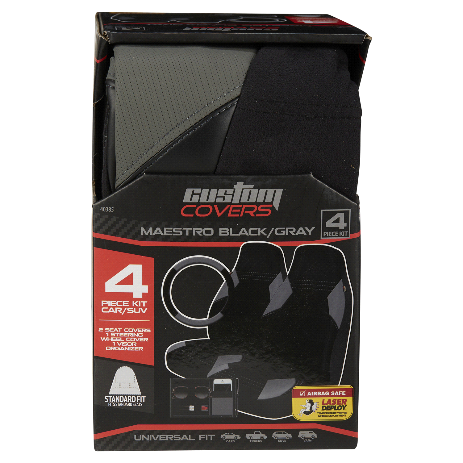 slide 1 of 2, Custom Accessories Custom Covers HB SPORTS MAESTRO KIT BLK/GRY Seat Cover, 4 ct