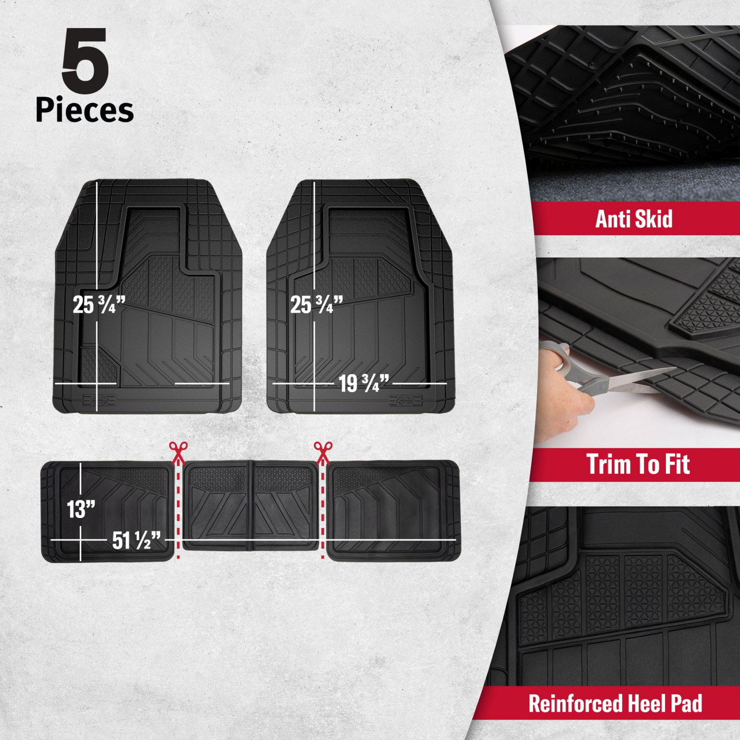 slide 2 of 4, Dickies Black Max Coverage Floor Mat, 5 ct