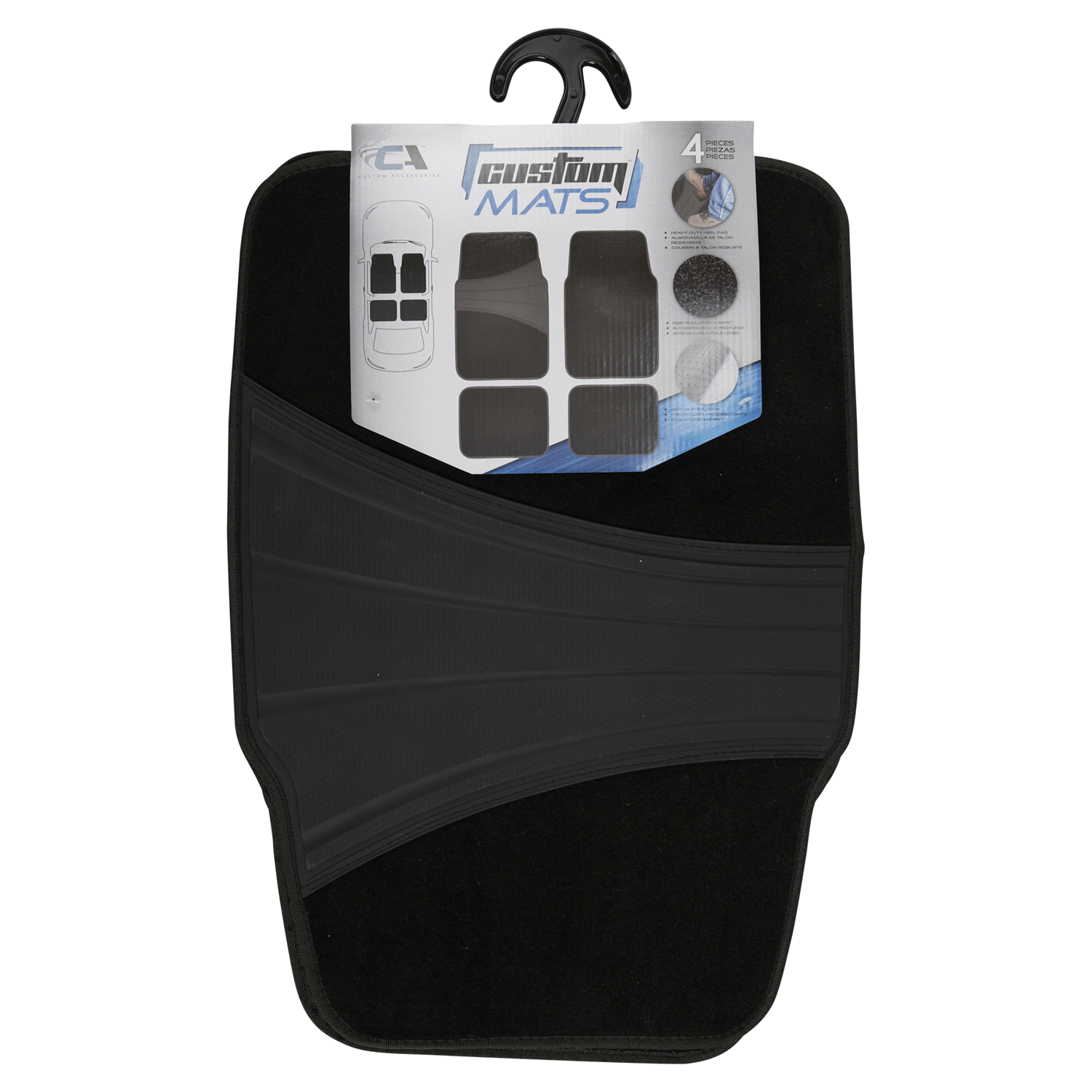 slide 1 of 2, Custom Accessories Custom Mats Black Carpet w/Heal Pad Floor Mat, 4 ct