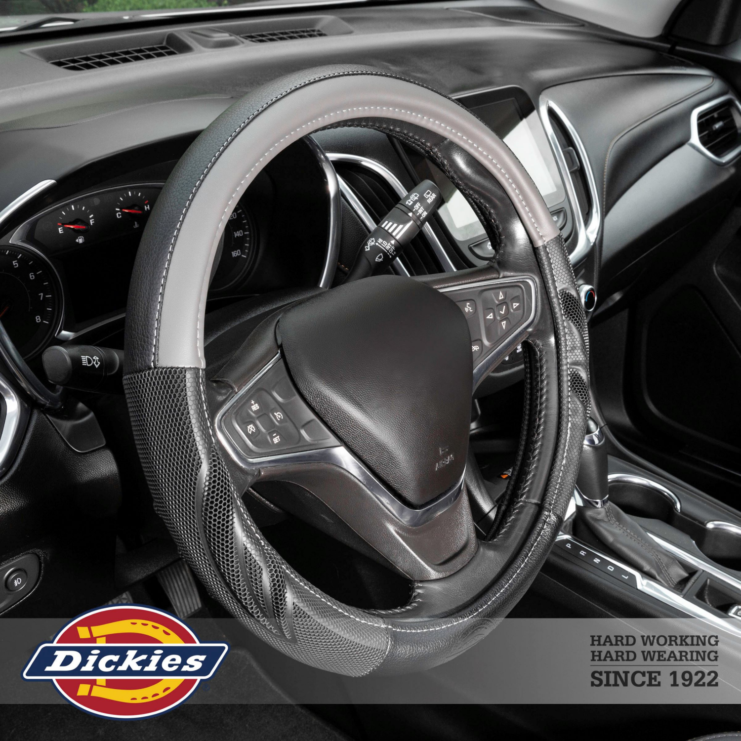 slide 2 of 3, Dickies Icon Black & Grey Dura Grip Steering Wheel Cover, 1 ct