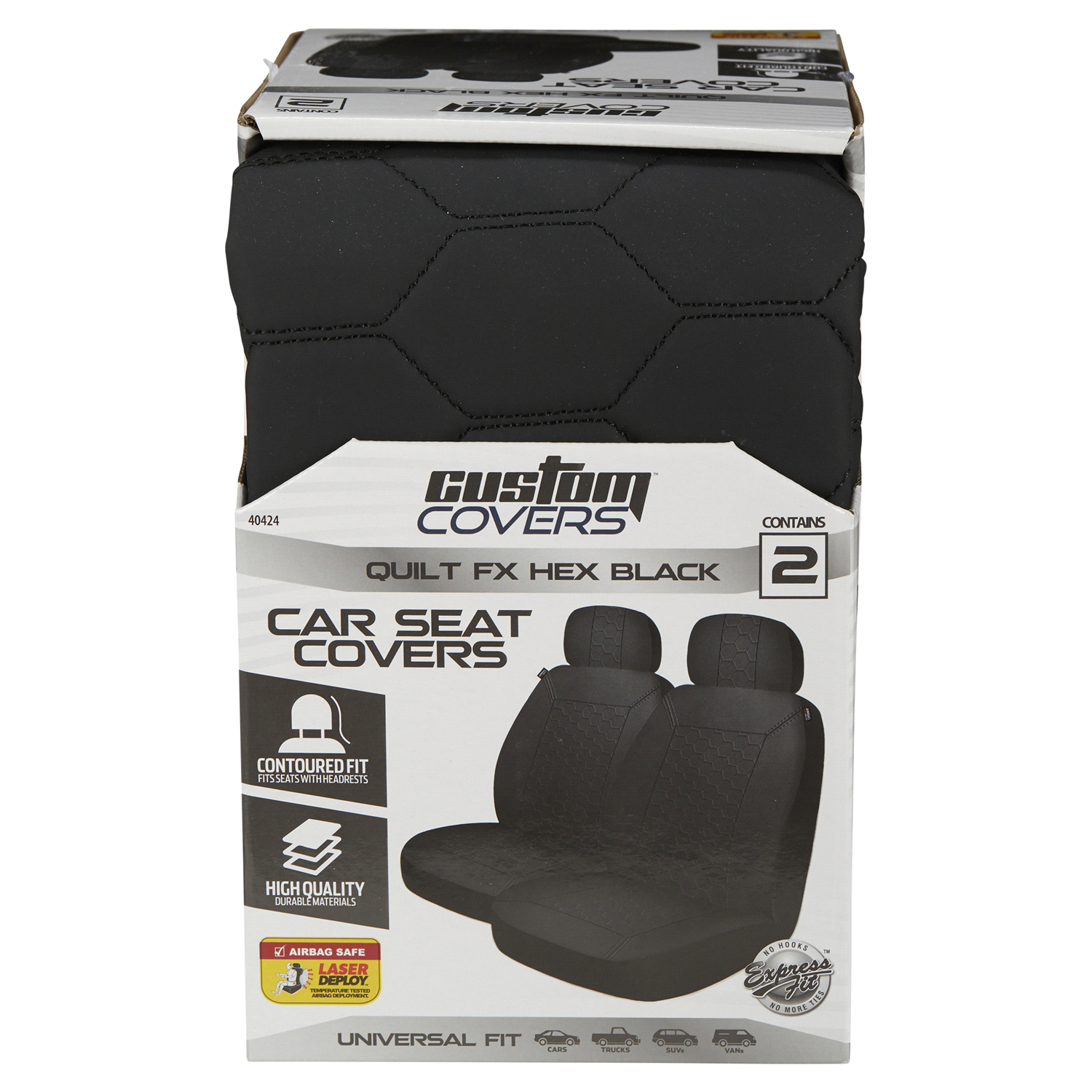 slide 1 of 2, Custom Accessories Custom Covers LB QUILT FX BLK Seat Cover, 2 ct