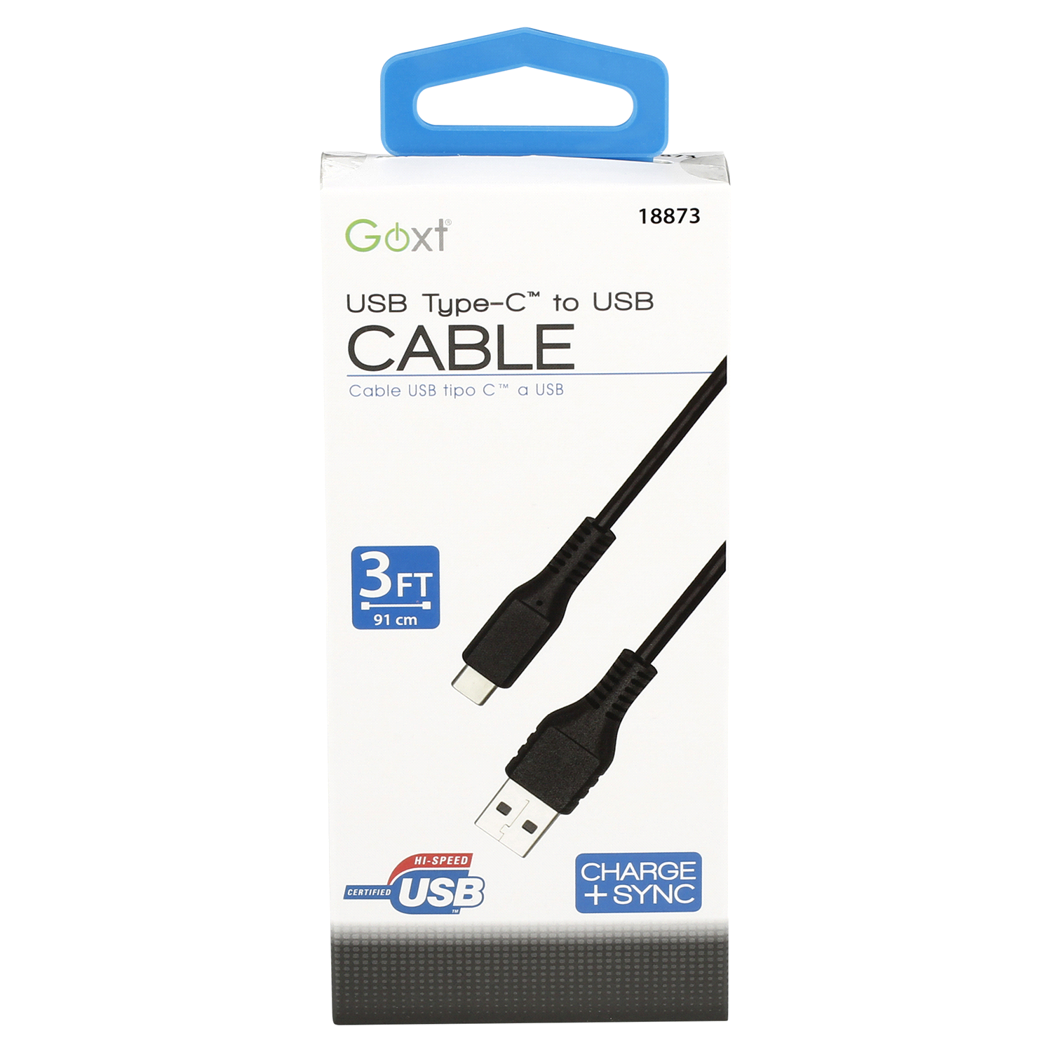 slide 1 of 2, Custom Accessories GoXT 3' Black USB A to USB C Cable, 3 ft