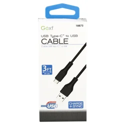 Custom Accessories GoXT 3' Black USB A to USB C Cable