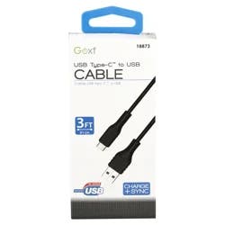 Custom Accessories GoXT 3' Black USB A to USB C Cable
