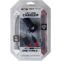 Custom Accessories Tuff Tech Single USB 2.4 Charger Plug with 4' USB Type-C DuraCord