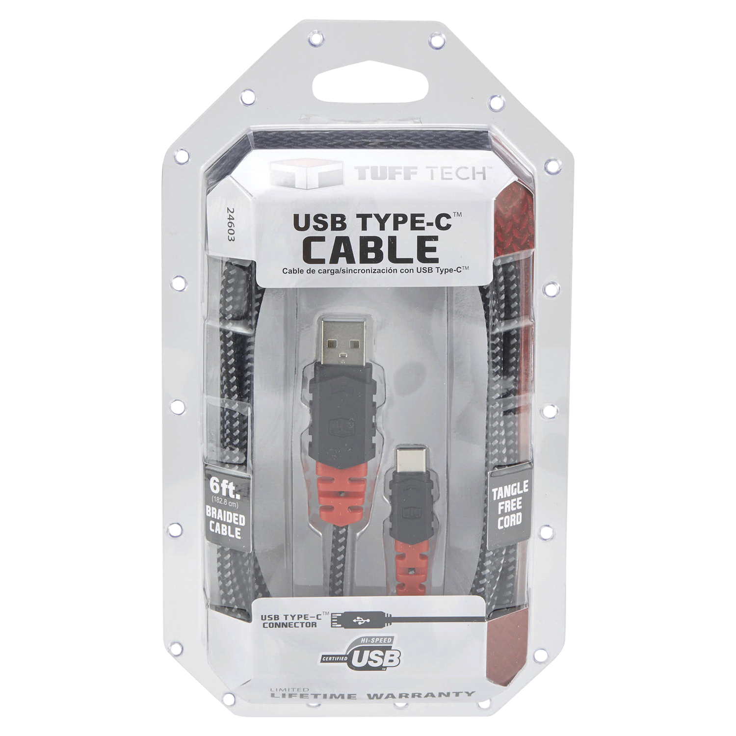 slide 1 of 5, Custom Accessories Tuff Tech Braided Usb Type-C Cable, 6 ft, 6 ft