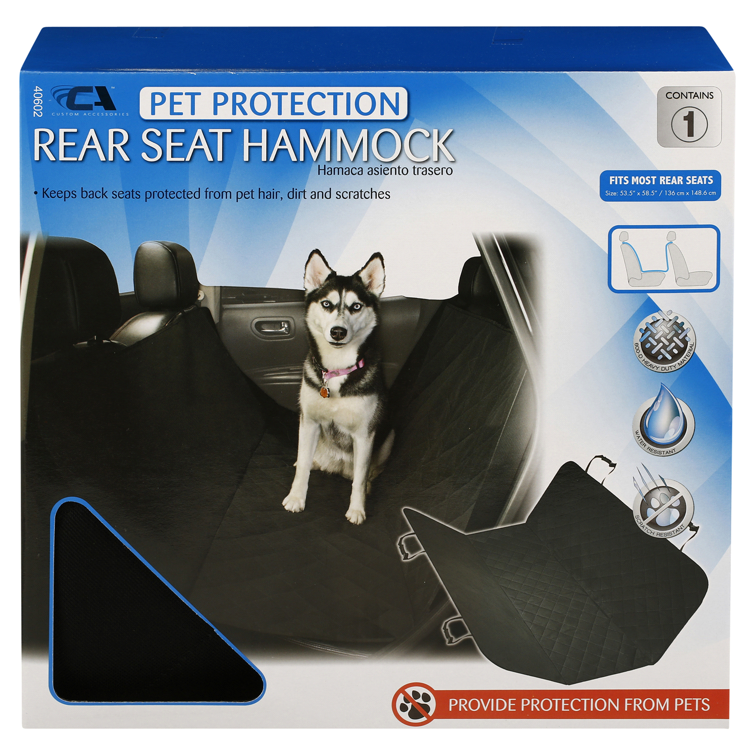 slide 1 of 1, Custom Accessories Premium Rear Seat Quilted Pet Hammock, 1 ct