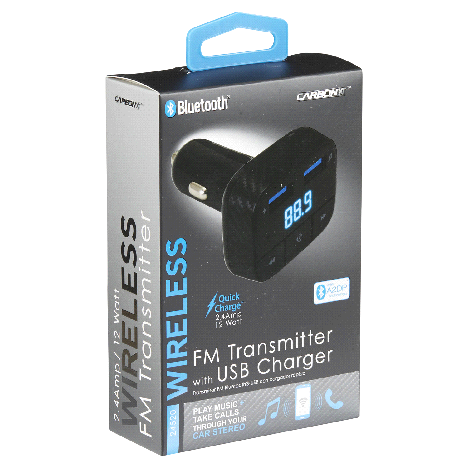 slide 4 of 5, Custom Accessories CARBON XT FM Transmitter with 2.4A USB Charger, 1 ct