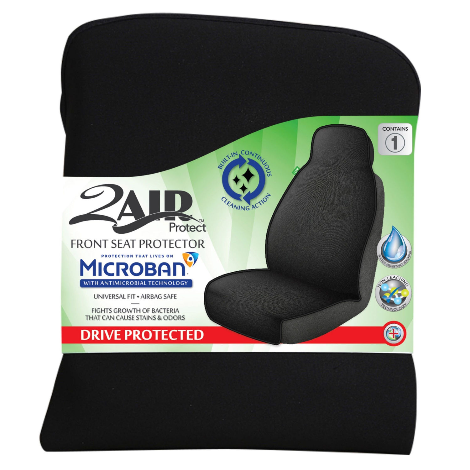 slide 1 of 1, Custom Accessories 2Air 1-Piece Black Microban Antimicrobial Seat Protector, 1 ct