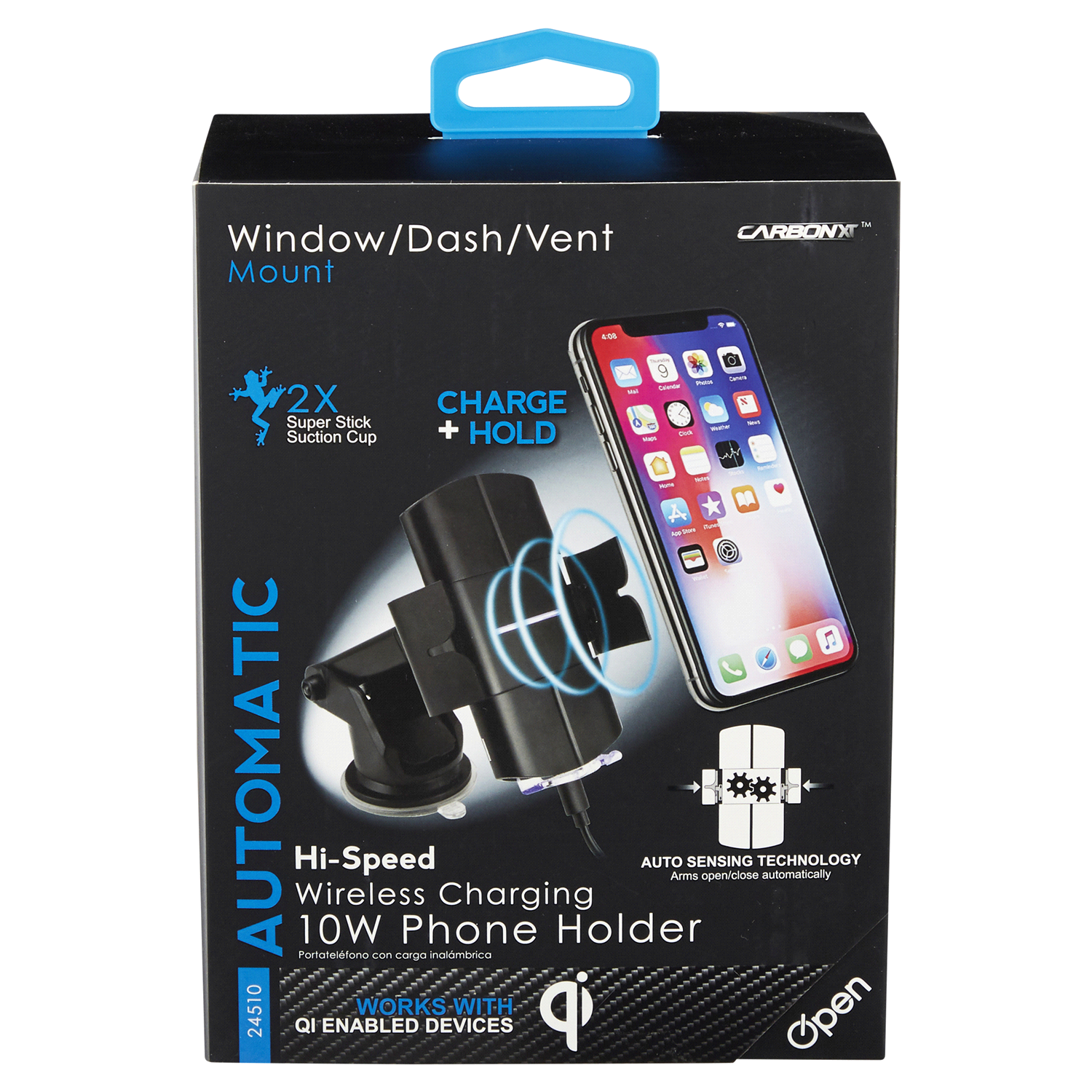 slide 1 of 5, Custom Accessories Carbon Xt Automatic Car Phone Holder & 10W Wireless Charger, 2 ct