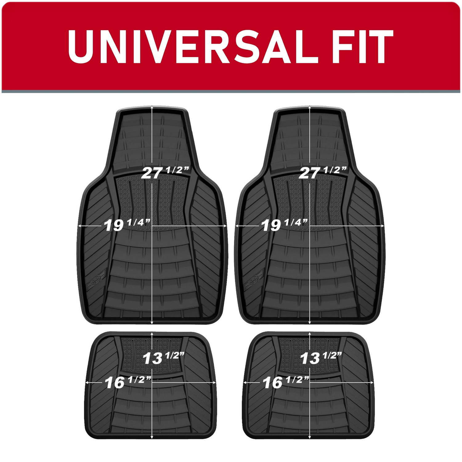 slide 2 of 4, Dickies Heavy Duty Universal No Trim All Weather Black Floor Mats, 4 ct