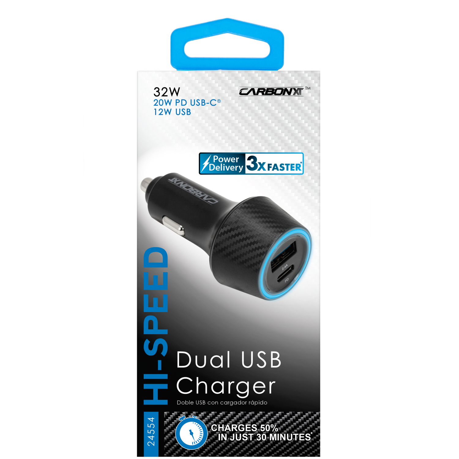 slide 1 of 1, Custom Accessories CarbonXT Dual-Port Charger, 1 ct