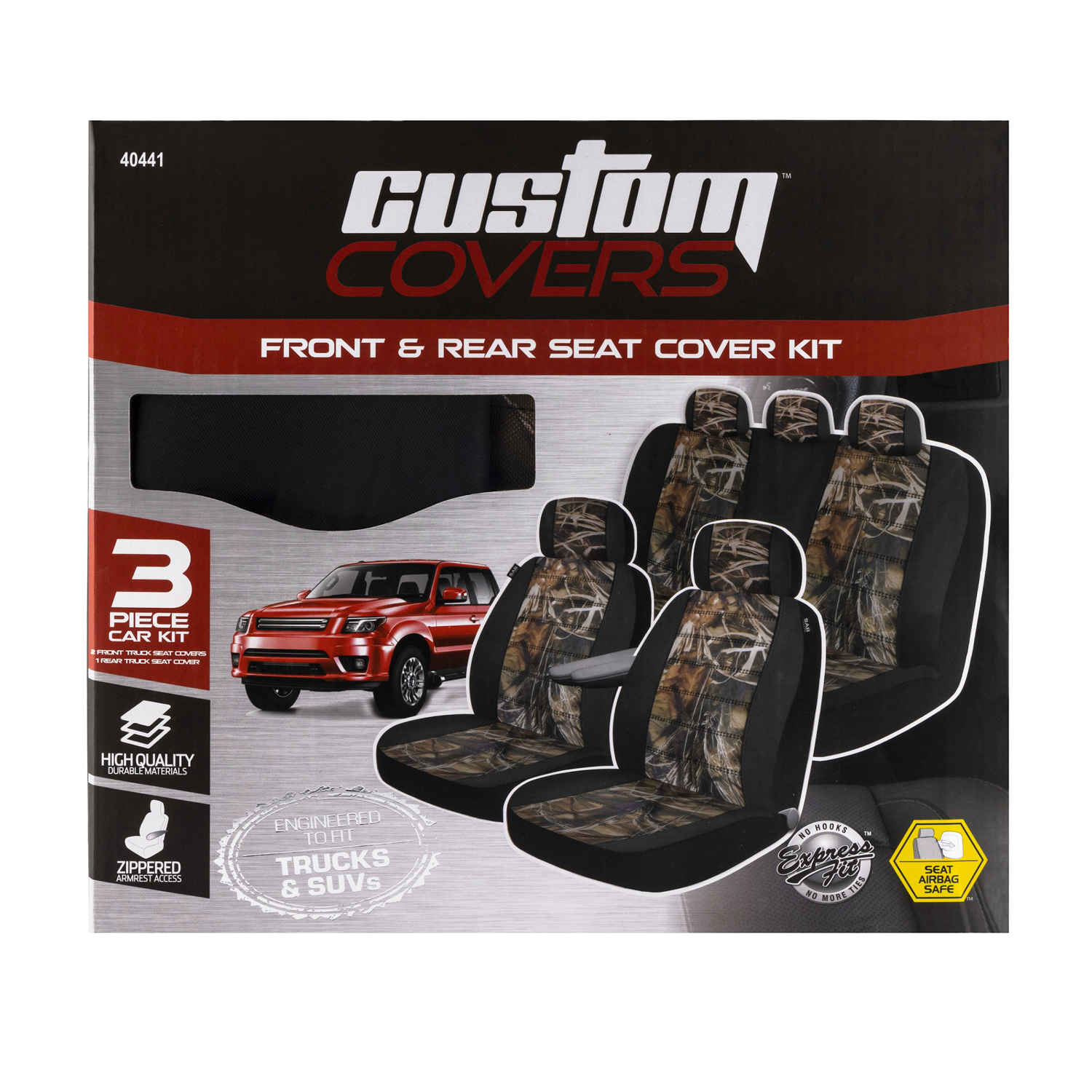 slide 1 of 1, Custom Accessories CUSTOM TRUCK/SUV SEAT COVER 3PC KIT CAMO, 3 ct