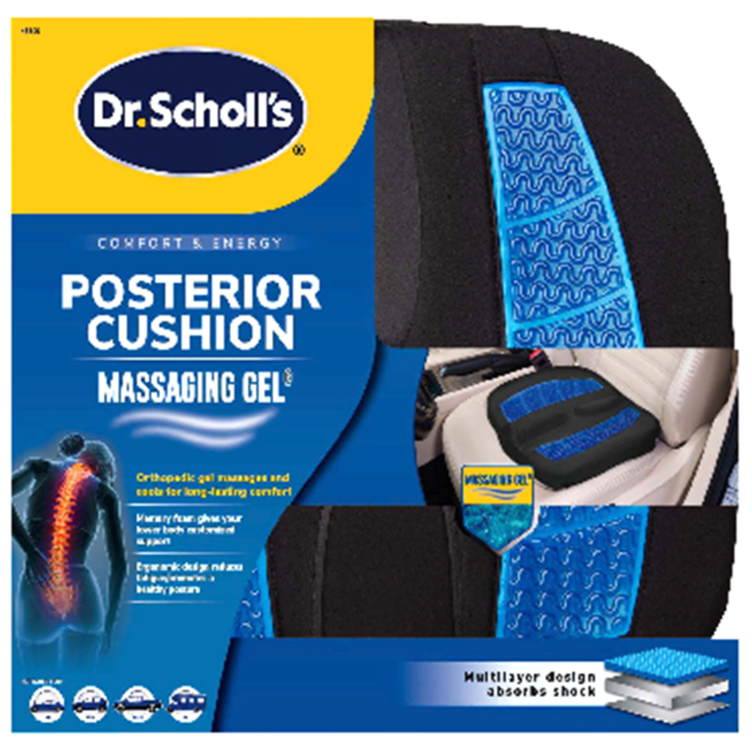 slide 1 of 1, Dr. Scholl's Memory Foam Gel Cushion, Black, 1 ct