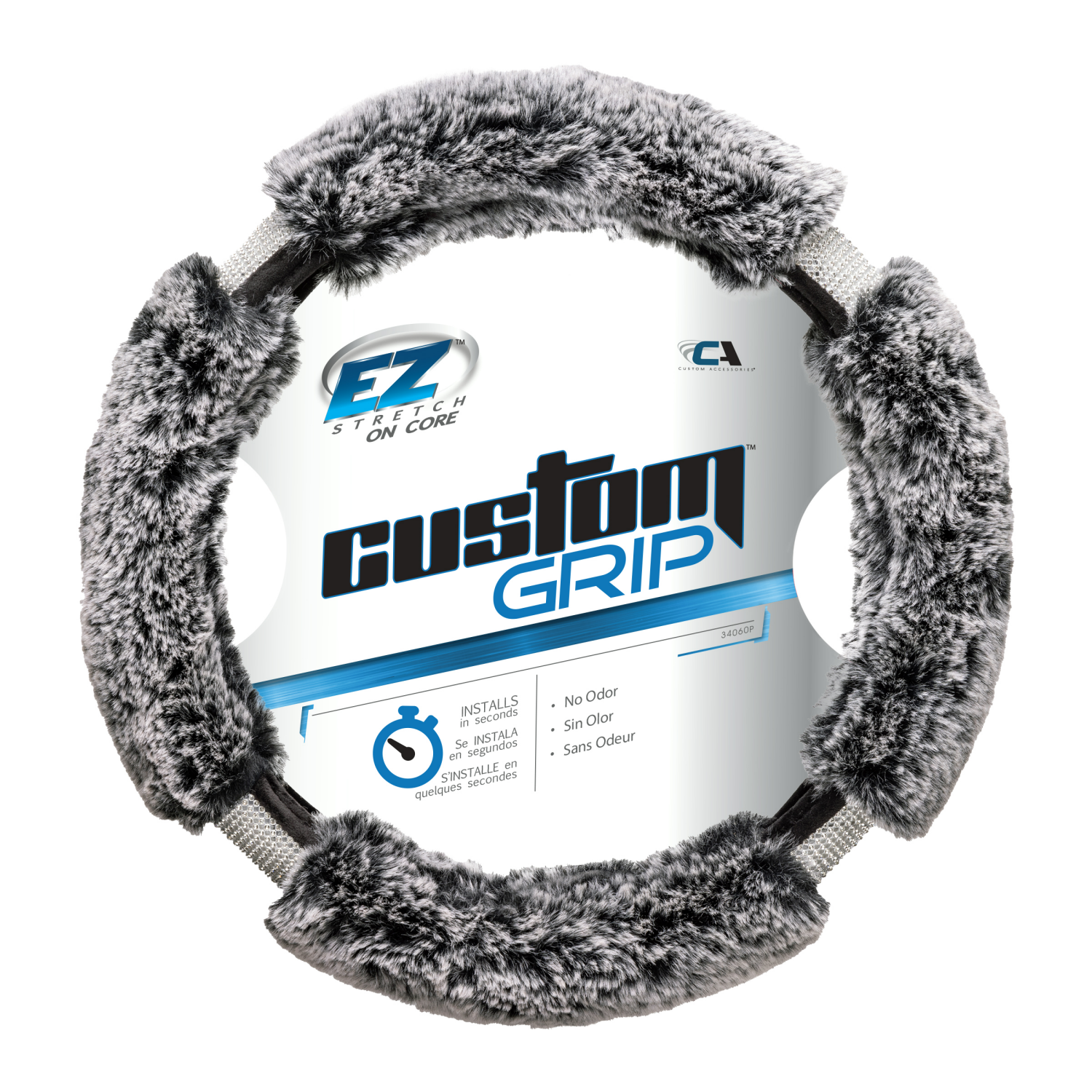 slide 1 of 1, Custom Accessories Custom Swc Fur Bling Blk/Grey, 1 ct