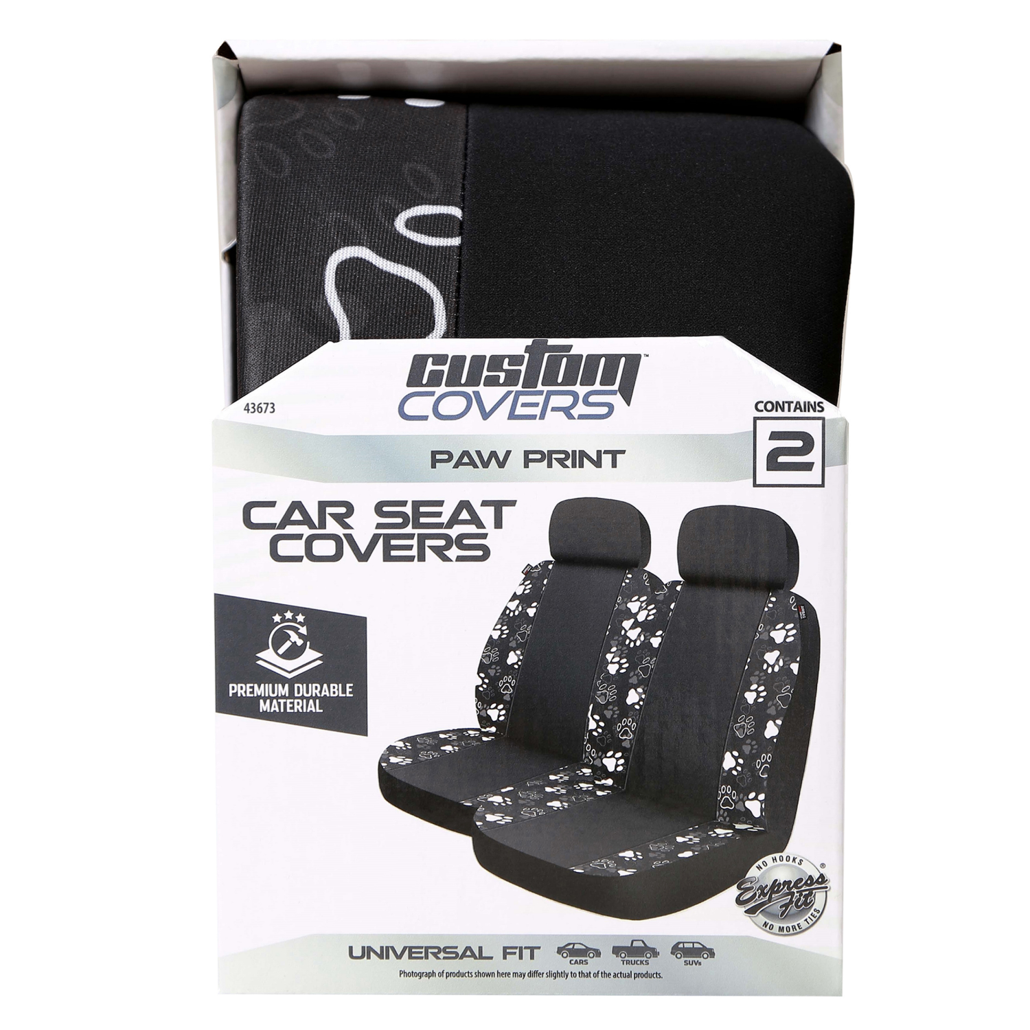 slide 1 of 1, Custom Accessories Custom Paw Print Seat Covers White, 2 ct