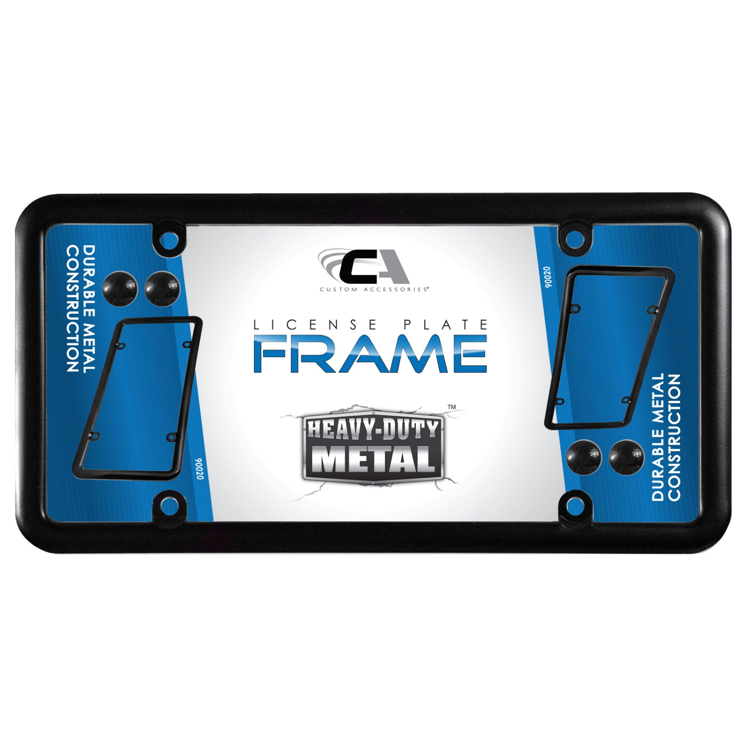 slide 1 of 5, Custom Accessories Custom Frames Black Metal License Plate Frame with Caps, 1 ct