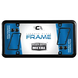 Custom Accessories Custom Frames Black Metal License Plate Frame with Caps