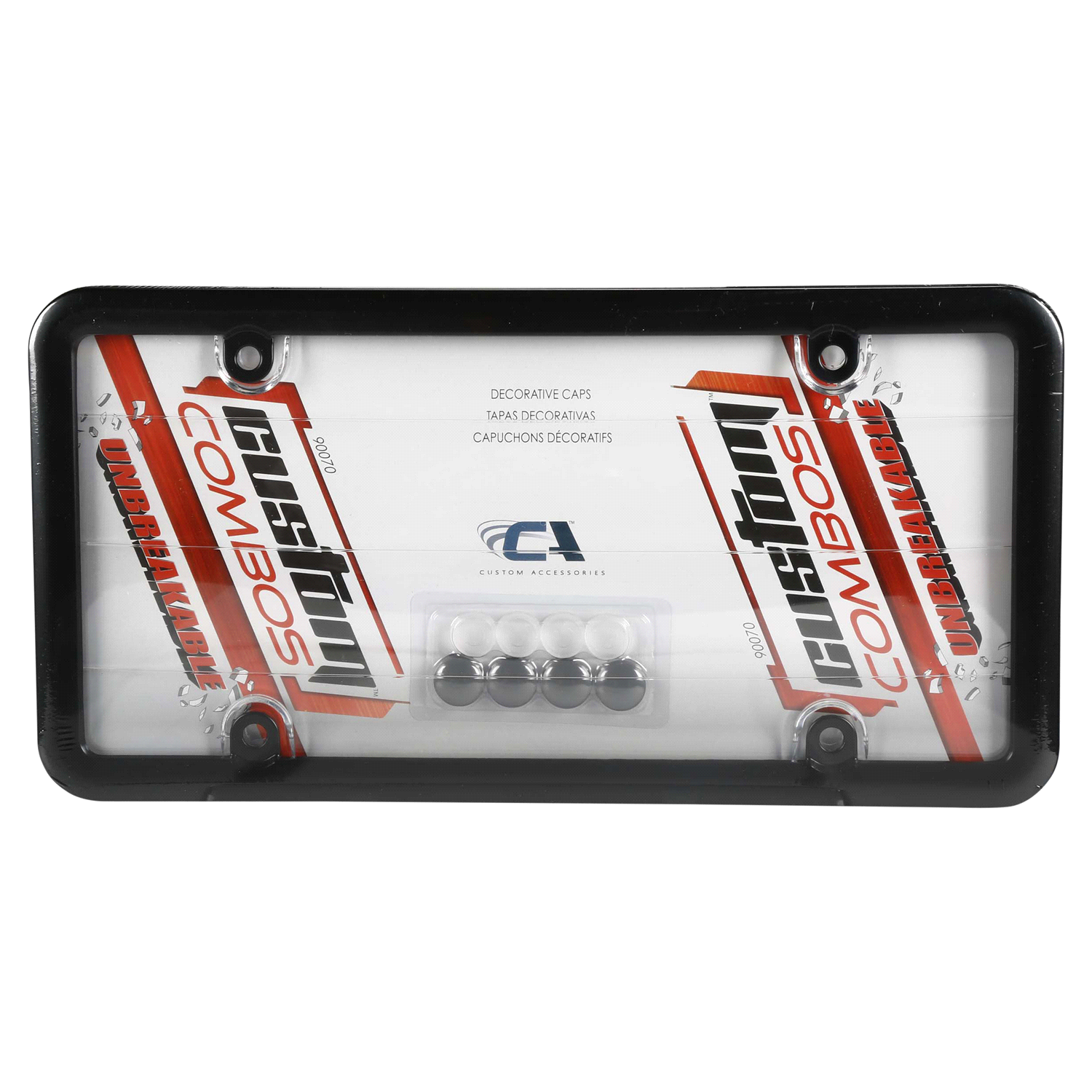 slide 1 of 2, Custom Accessories Custom Combos Clear License Plate Cover with Black Metal License Plate Frame, 1 ct