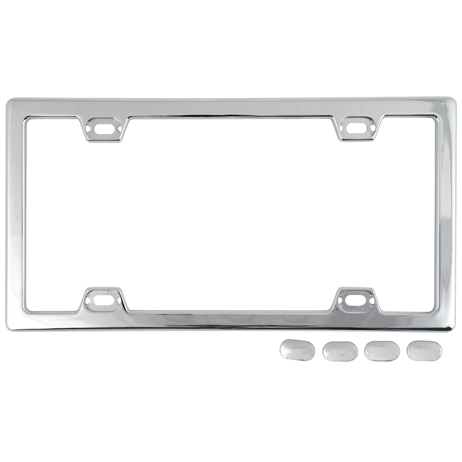 slide 1 of 1, Custom Accessories Custom Frames Chrome Metal Elite License Plate Frame with Caps, 1 ct