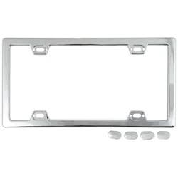 Custom Accessories Custom Frames Chrome Metal Elite License Plate Frame with Caps