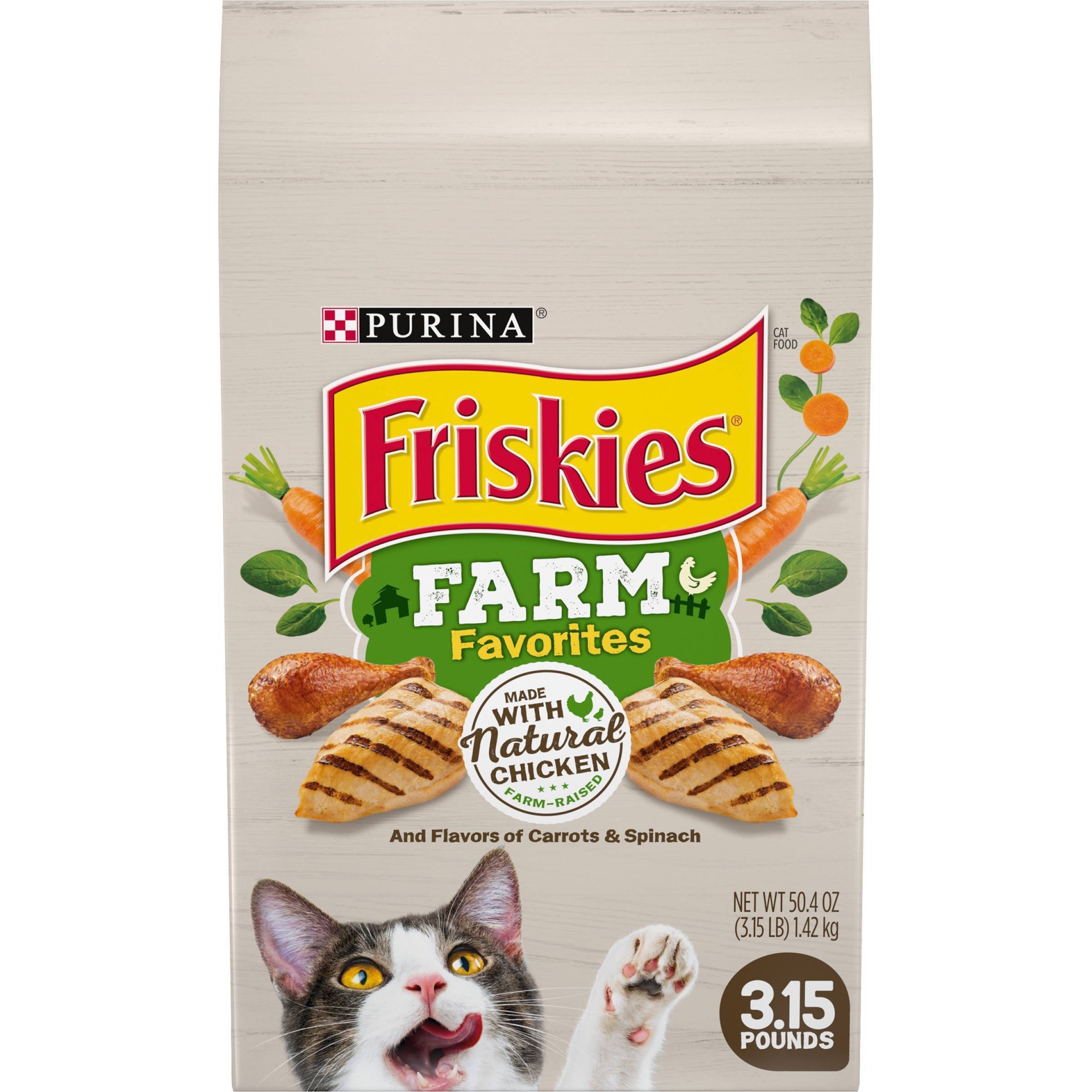 slide 1 of 4, Friskies Farm Chicken Dry Cat Food, 3.15 lb