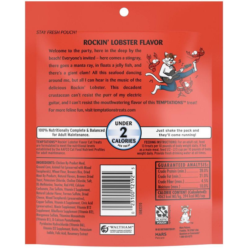 slide 2 of 10, Temptations Classic Rockin' Seafood and Lobster Flavor Crunchy Cat Treats - 6.3oz, 6.3 oz