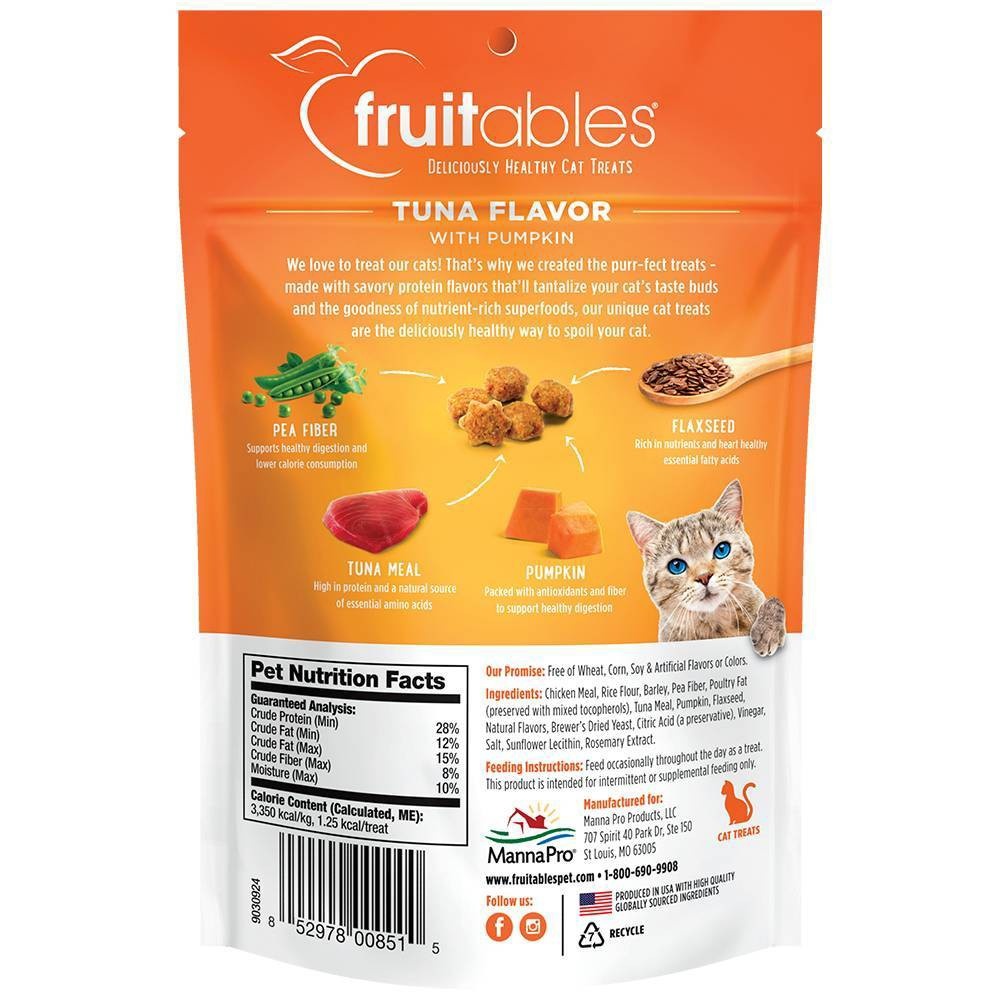 slide 4 of 4, Fruitables Healthy Low Calorie Tuna and Pumpkin Crunchy Cat Treat, 2.5 oz