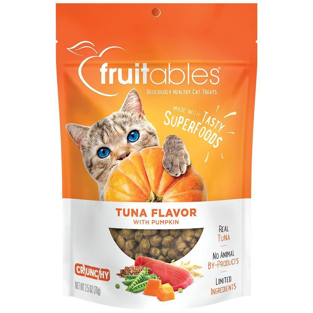 slide 1 of 4, Fruitables Healthy Low Calorie Tuna and Pumpkin Crunchy Cat Treat, 2.5 oz