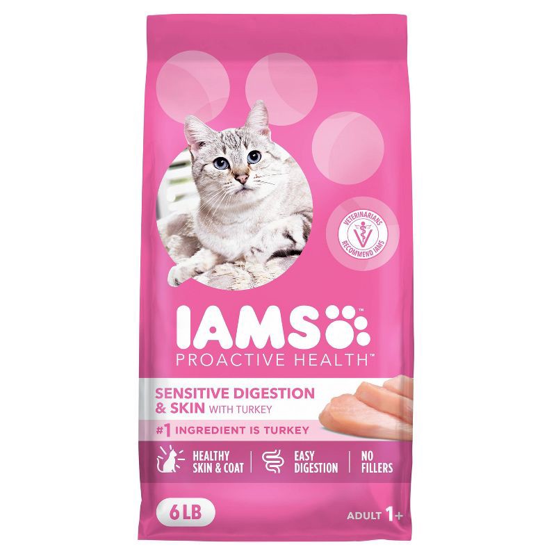 slide 1 of 12, IAMS Proactive Health Sensitive Digestion and Skin Turkey Flavor Dry Cat Food - 6lbs, 6 lb